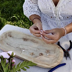 Boucles d'oreilles été ISÉA en acier inoxydable sans nickel sans plomb et sans cadmium pendantes avec grande etoile de mer et perle de culture d'eau douce fait main