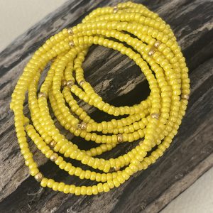 Bracelet élastique OREA en perles de verre japonaise MIYUKI Jaune brillant et doré fait main et sur mesure