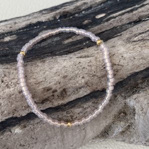 Bracelet élastique OREA en perles de verre japonaise MIYUKI rose bébé givré et doré fait main
