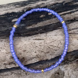 Bracelet élastique OREA en perles de verre japonaise MIYUKI violet et doré fait main