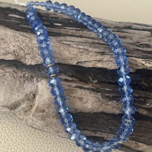 Luminya Dragonne poignée cordon bijou de téléphone en perles de verre colorées bleu ciel light clair transparent aux reflets scintillants et lumineux pour coque de tel fait main solide option rondelles plaqué or