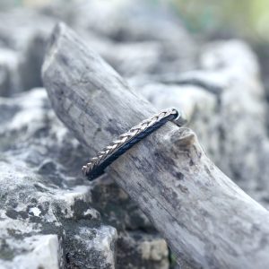 Bracelet Femme en cuir tressé, double rang, noir et rose doré, fermoir aimanté en acier inoxydable de qualité fait main, le bracelet en cuir féminin par excellence