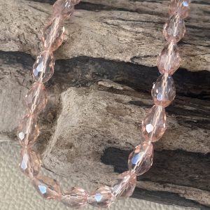 Luminya Dragonne poignée cordon bijou de téléphone en perles de verre colorées rose clair transparent aux reflets scintillants et lumineux pour coque de tel fait main solide option rondelles plaqué or