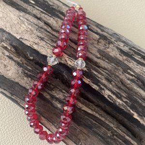 Luminya Dragonne poignée cordon bijou de téléphone en perles de verre colorées rouge aux reflets scintillants et lumineux pour coque de tel fait main solide option rondelles plaqué or