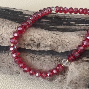 Luminya Dragonne poignée cordon bijou de téléphone en perles de verre colorées rouge aux reflets scintillants et lumineux pour coque de tel fait main solide option rondelles plaqué or