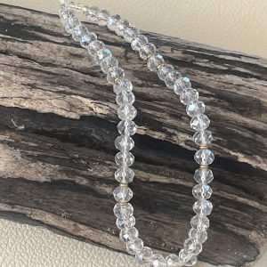 Luminya Dragonne poignée cordon bijou de téléphone en perles de verre colorées clear transparentes aux reflets arc-en-ciel et lumineux pour coque de tel fait main solide option rondelles plaqué or