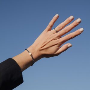 ARMOR Collier et bague en perles de verre gris metallisé irisé et perles de culture d'eau douce, perles de verre japonaises miyuki dorées haute résistance fait main