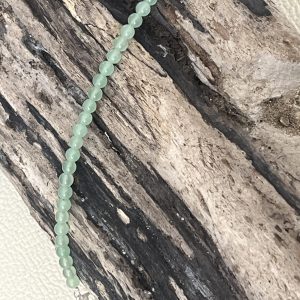 Bracelet en pierre naturelle d'aventurine et acier inoxydable sans nickel sans plomb et sans cadmium, avec fermoir et chainette d'extension