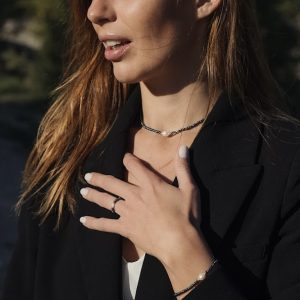 Armor, collier, bracelet et bague en perles de verre gris metallisé irisé et perles de culture d'eau douce, perles de verre japonaises miyuki dorées haute résistance fait main