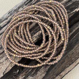 Bracelet élastique OREA en perles de verre japonaise MIYUKI marron glacé brillant et doré fait main