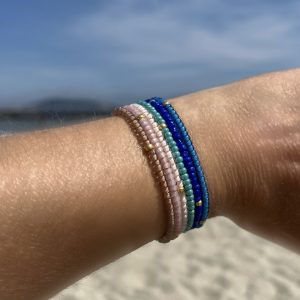 Bracelet élastique OREA en perles de verre japonaise MIYUKI multicolores brillant et doré fait main